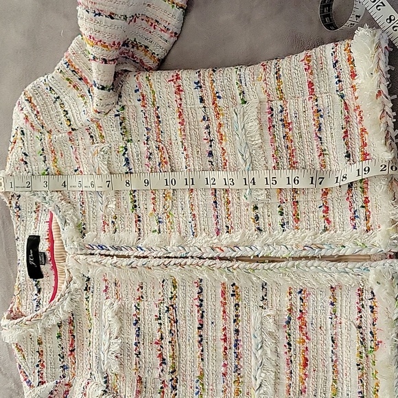 J. Crew Womens Long Sleeve Cropped Textured Tweed Blazer Sz 2p - Picture 10 of 12